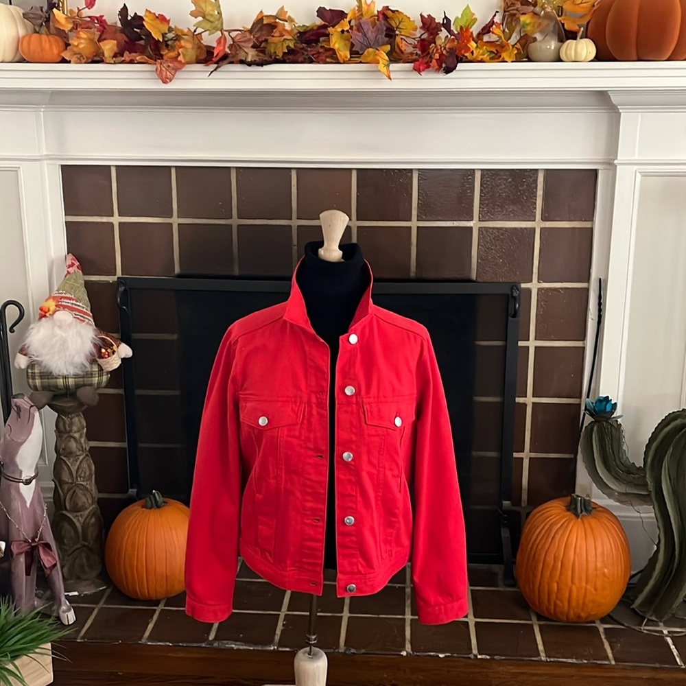 RED SALE NWOT Red Denim Jean Jacket